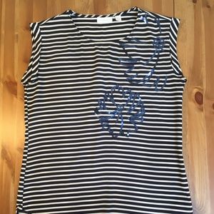 Navy New York & Company Sequined Blouse